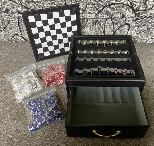 Leather game set chess poker - chess,,
