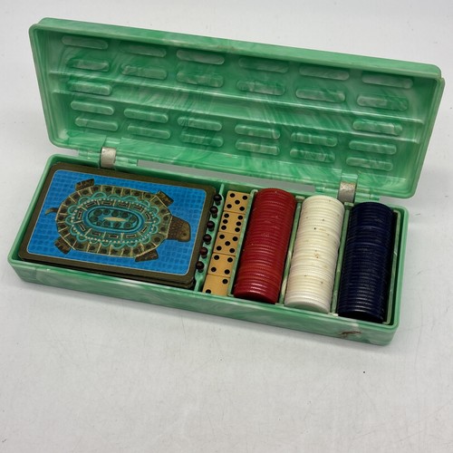 Vtg poker chip set card - ,