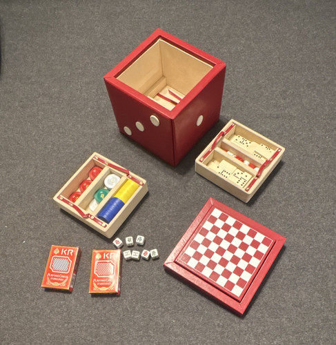Red dice shaped travel game - dice-shaped,