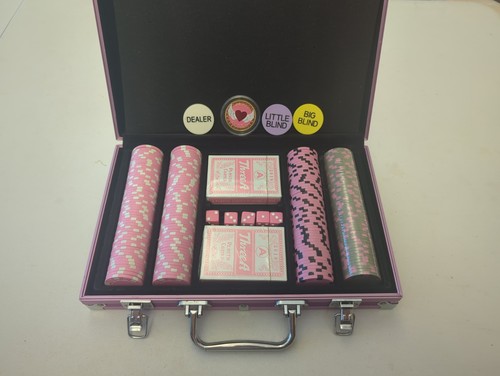 Pink poker set chips - set,